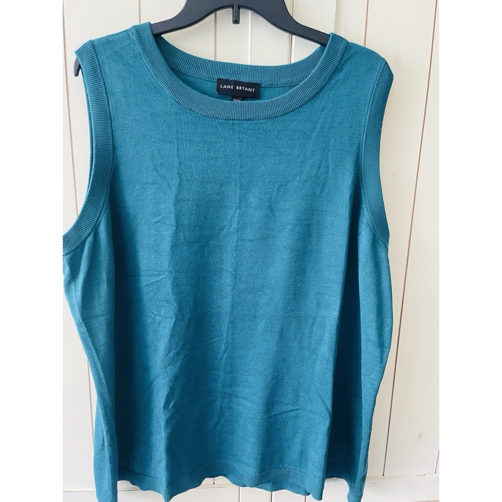 Lane Bryant Women's Teal Sleeveless Tunic Knit Tank Top Sz 22/24 Plus Size Top